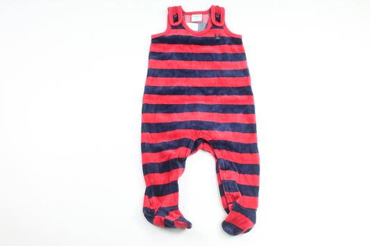 Gestreifter Fleece-Overall von Polarn o. Pyret – Größe 62 – Rot