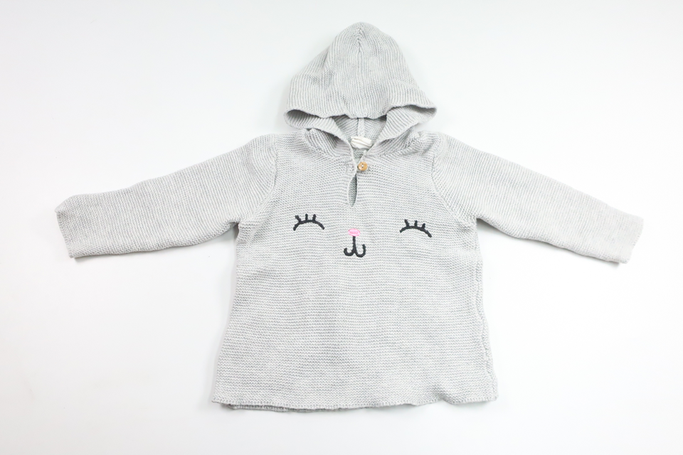 Knitted sweater with hood from H&M - Size 68 - Grey