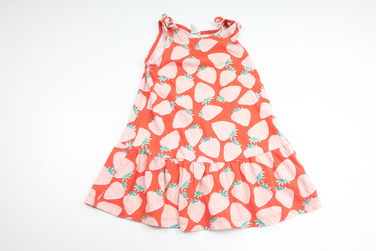 Kleid mit Erdbeermuster von Lindex – Größe 98/104 – Rot