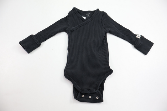 Ribbed wrap-around bodysuit from Lindex - Size 62 - Black