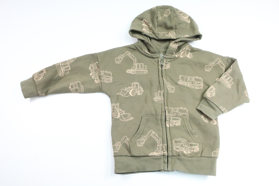 Hooded jacket with tractors from Primark - Size 98 - Green