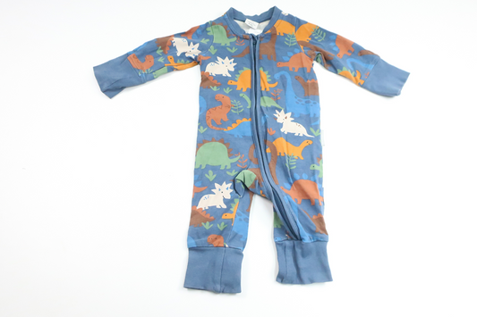 Jumpsuit mit Dinosauriern von Polarn o. Pyret – Größe 62 – Blau