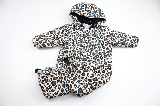 Fleece-lined leopard print overall from Ministars - Size 80 - Off-white