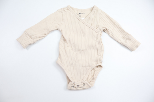 Ribbed wrap bodysuit from Tiny One - Size 56 - Beige