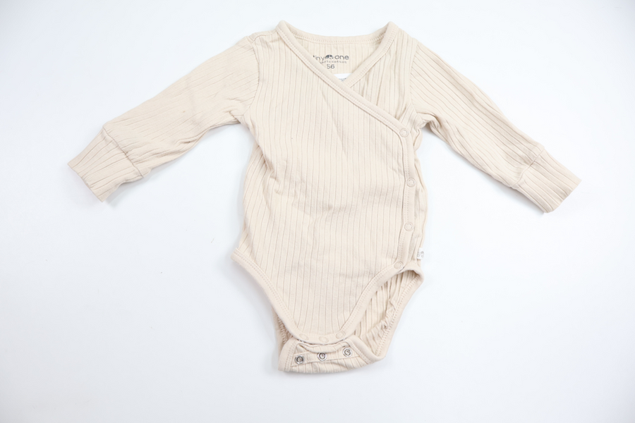 Ribbed wrap bodysuit from Tiny One - Size 56 - Beige