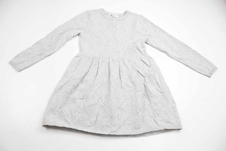 Stickad klänning från H&M - Storlek 110/116 - Grå