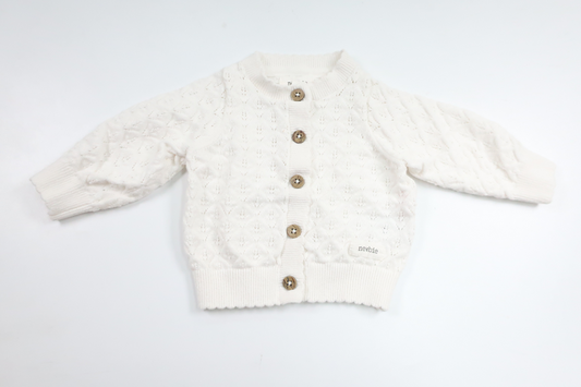 Stickad kofta från Newbie - Storlek 56 - Vit