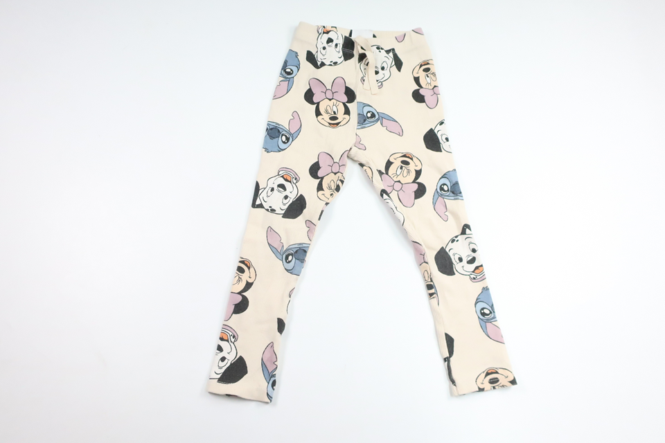 Gerippte Hose mit Disney-Motiv von Zara – Größe 104 – Cremeweiß