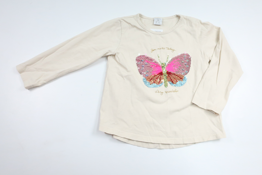 Paillettenpullover mit Wendefunktion von Lindex – Größe 104 – Beige