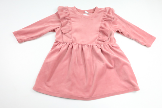 Kleid mit Rüschen aus Fleece von Lindex – Größe 92 – Rosa