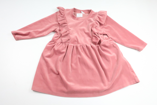 Kleid mit Rüschen aus Fleece von Lindex – Größe 104 – Rosa