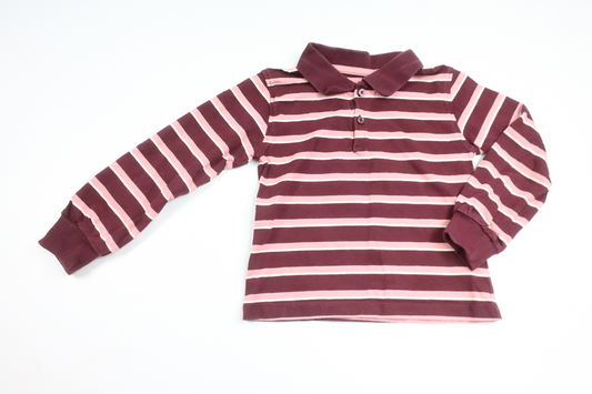 Randig pikétröja från H&M - Storlek 110/116 - Vinröd