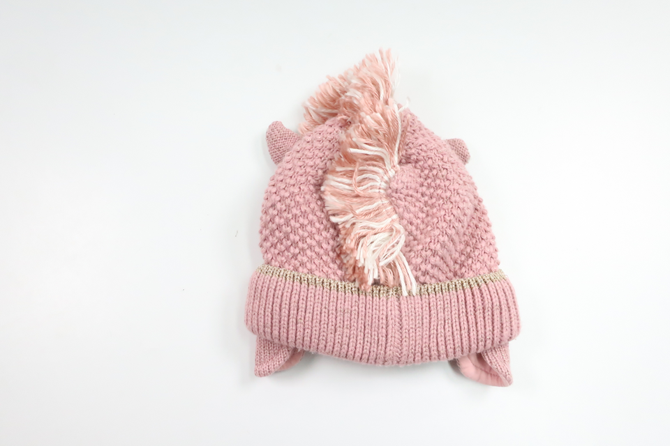 Fleecefodrad mössa med Enhörning från Next - Storlek 98/104 - Rosa