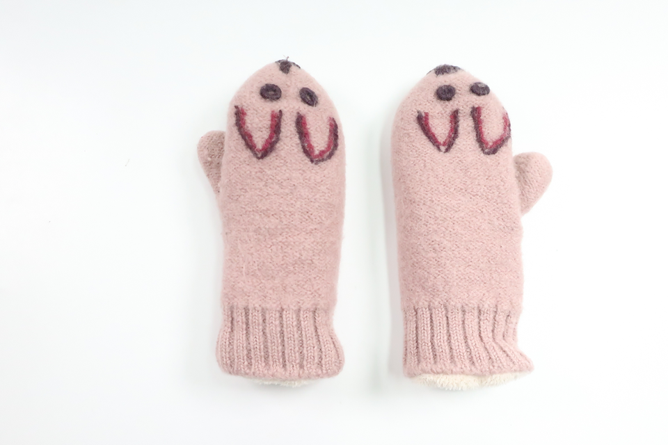 Fleecefodrade vantar i ull från Noa Noa Miniature - Storlek 74/80 - Rosa