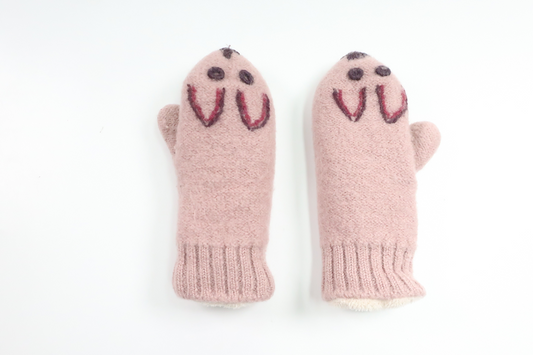 Fleecefodrade vantar i ull från Noa Noa Miniature - Storlek 74/80 - Rosa