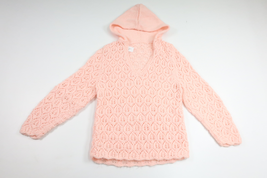 Knitted hooded sweater from Hemstickat - Size 110/116 - Pink