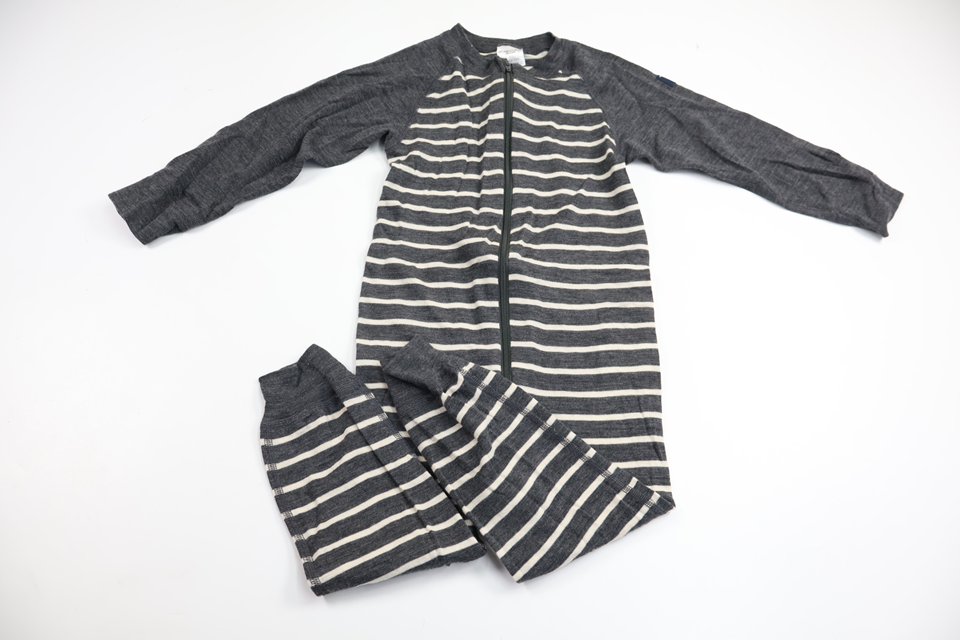 Jumpsuit/Underställ i 100% merinoull från Polarn o. Pyret - Storlek 92 - Grå