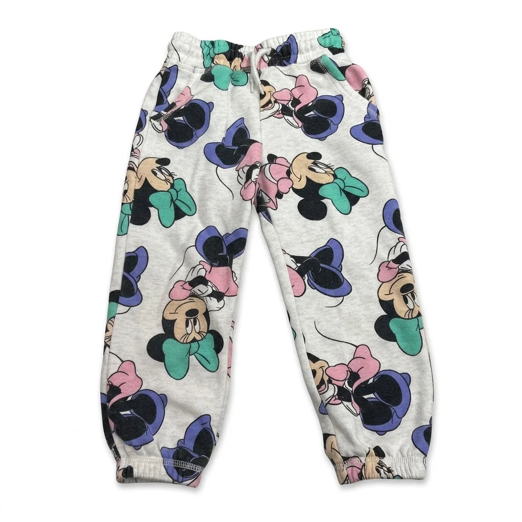 Mönstrade mjukisbyxor från Disney Mickey and Friends - Storlek 104 - Vit
