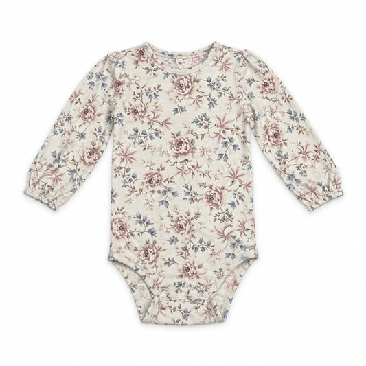 Bodysuit med blommönster från Newbie - Storlek 86 - Benvit